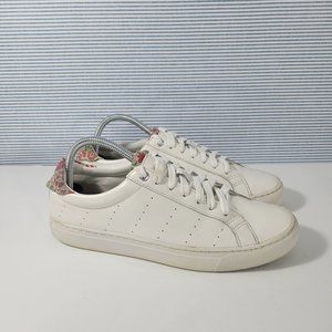 J Crew Saturday White Leather With Flower Print Sneakers Women's Size 9